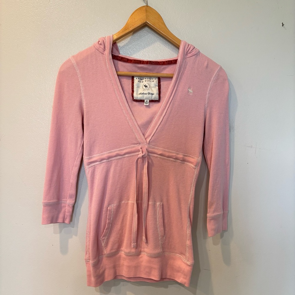 Vintage Y2K Abercrombie & Fitch Thermal Tie Front Coquette Babydoll Top Medium